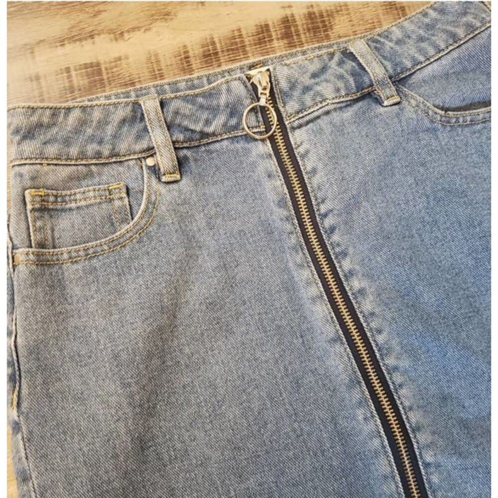 Pacsun Women's Zip Front O Ring Mini Denim Jean Skirt Size 25 - Picture 2 of 4
